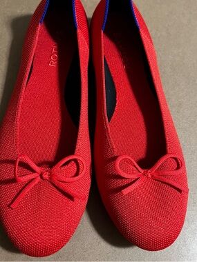Like New Rothy's Red Ballet Flats with Bow 9